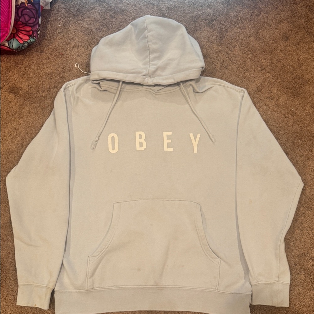 Obey Men's Light Gray Hoodie